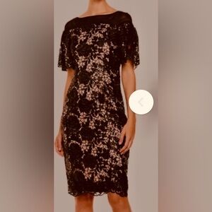 Calvin Klein Black Lace Dress with Flutter Sleeves Size 12, Party Dress